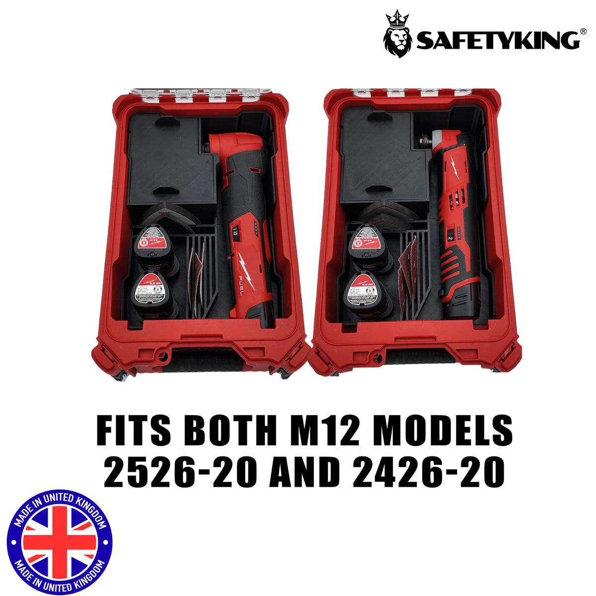 SAFETYKING® M12 Multitool Liner Compatible With Milwaukee Packout Compact Box (48-22-8435) Precision Rigid Insert for Organizer (Insert Only, Tools & Box Not Included)