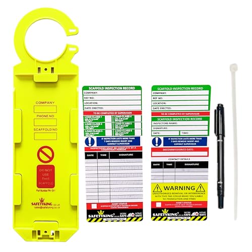 SAFETYKING® | Scaffold Inspection Tag 1 Holders - 2 Inserts | Scafftag Equipment Tag Kit | Robust Access quipment Tag | Scaffold Equipment Inspection Tag | Scallfod Record