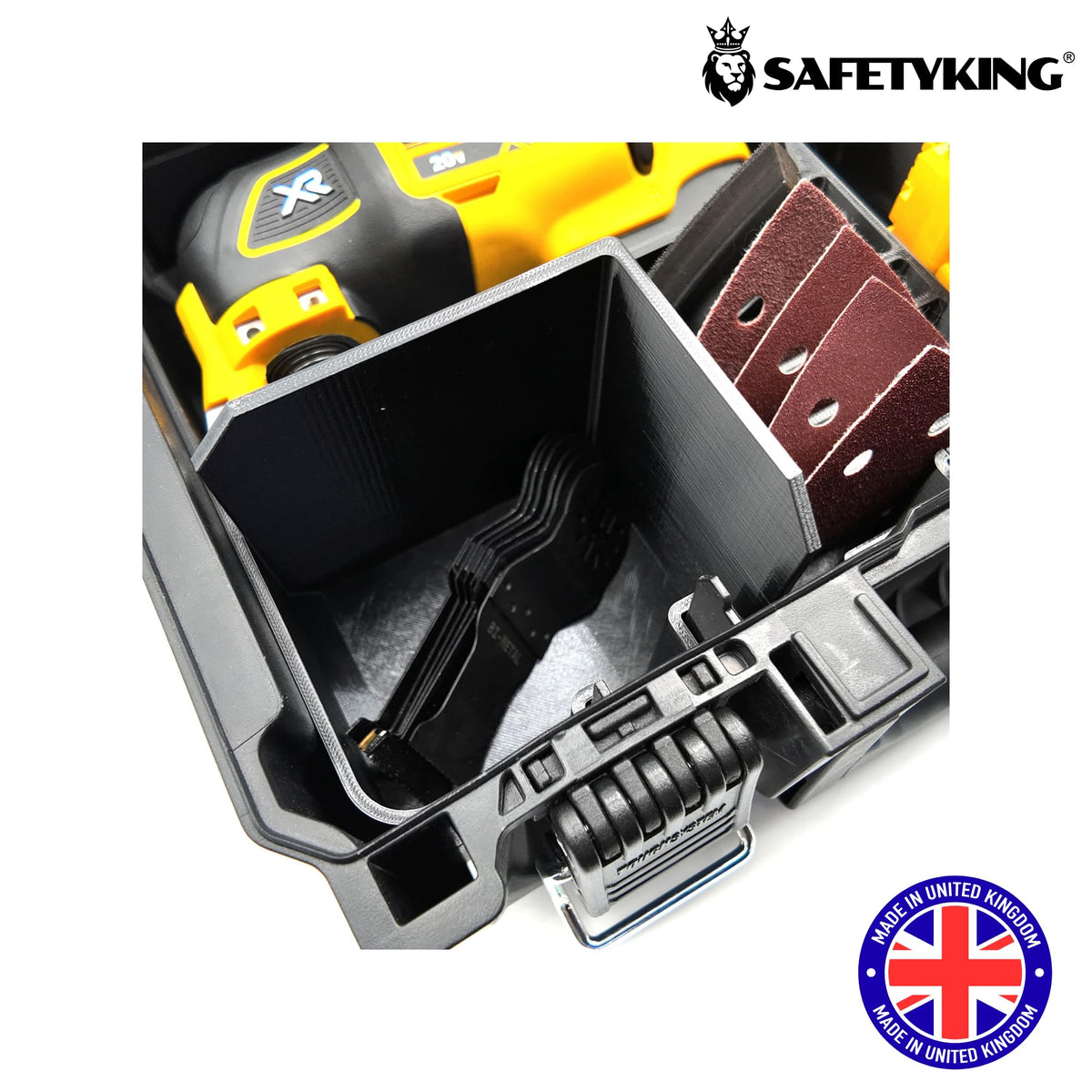 SAFETYKING® 20V Oscillating Multi-tool Organizer Compatible With Dewalt Tough System Deep Compact Organizer Precision Rigid Insert for Organizer (Insert Only, Tools Box Not Included)