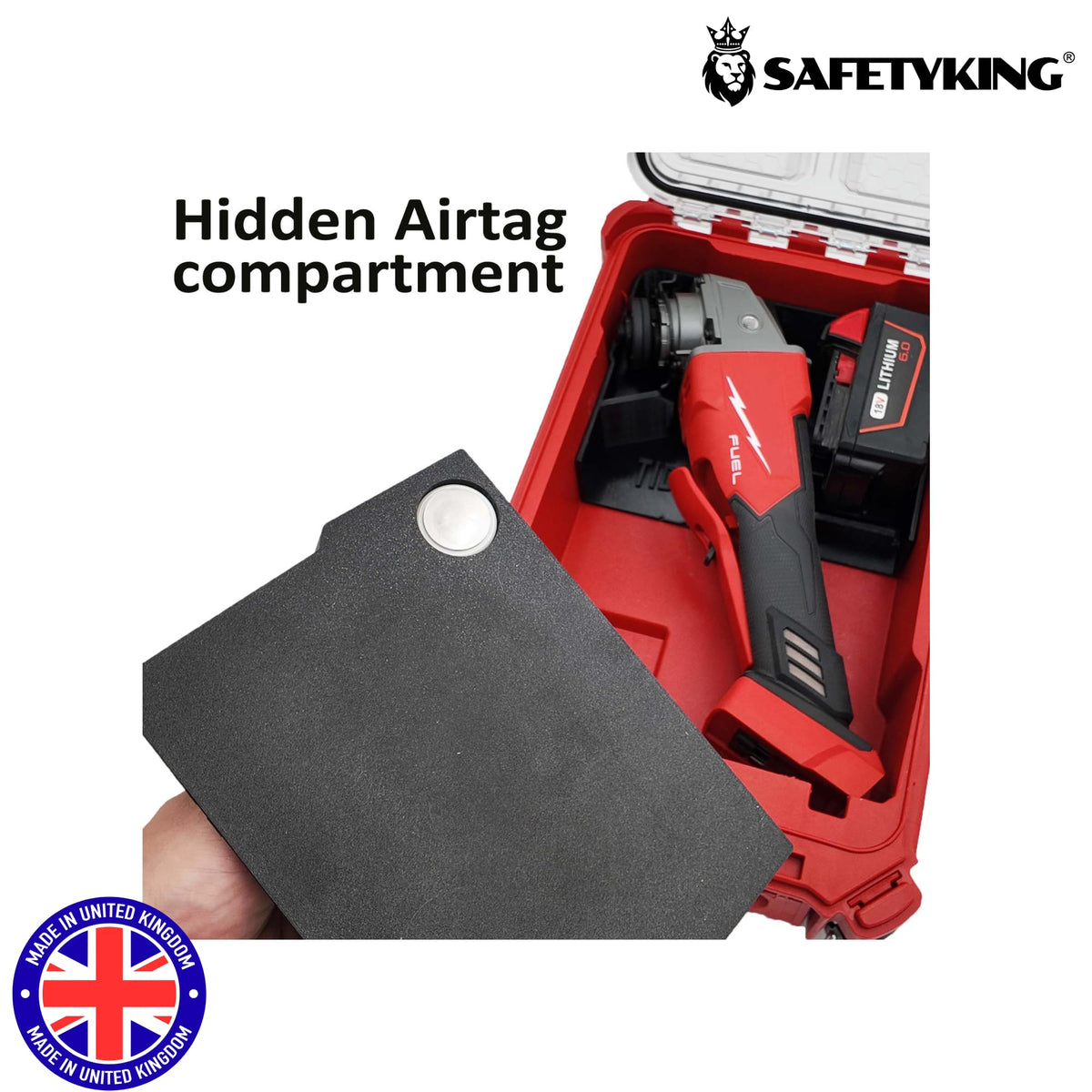 SAFETYKING® M18 Grinder Liner Compatible With Milwaukee Packout Compact Box (48-22-8435) Precision Rigid Insert Organizer (Insert Only, Tools & Box Not Included)