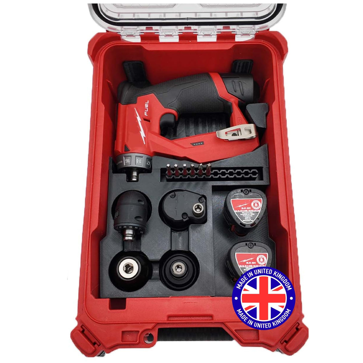 Milwaukee Packout Compatible Liner Organiser for Packout Compact Box (48-22-8435) – Precision Rigid Insert for M12 FUEL Installation Drill & Accessories (Insert Only, Tools & Box Not Included) UK Made