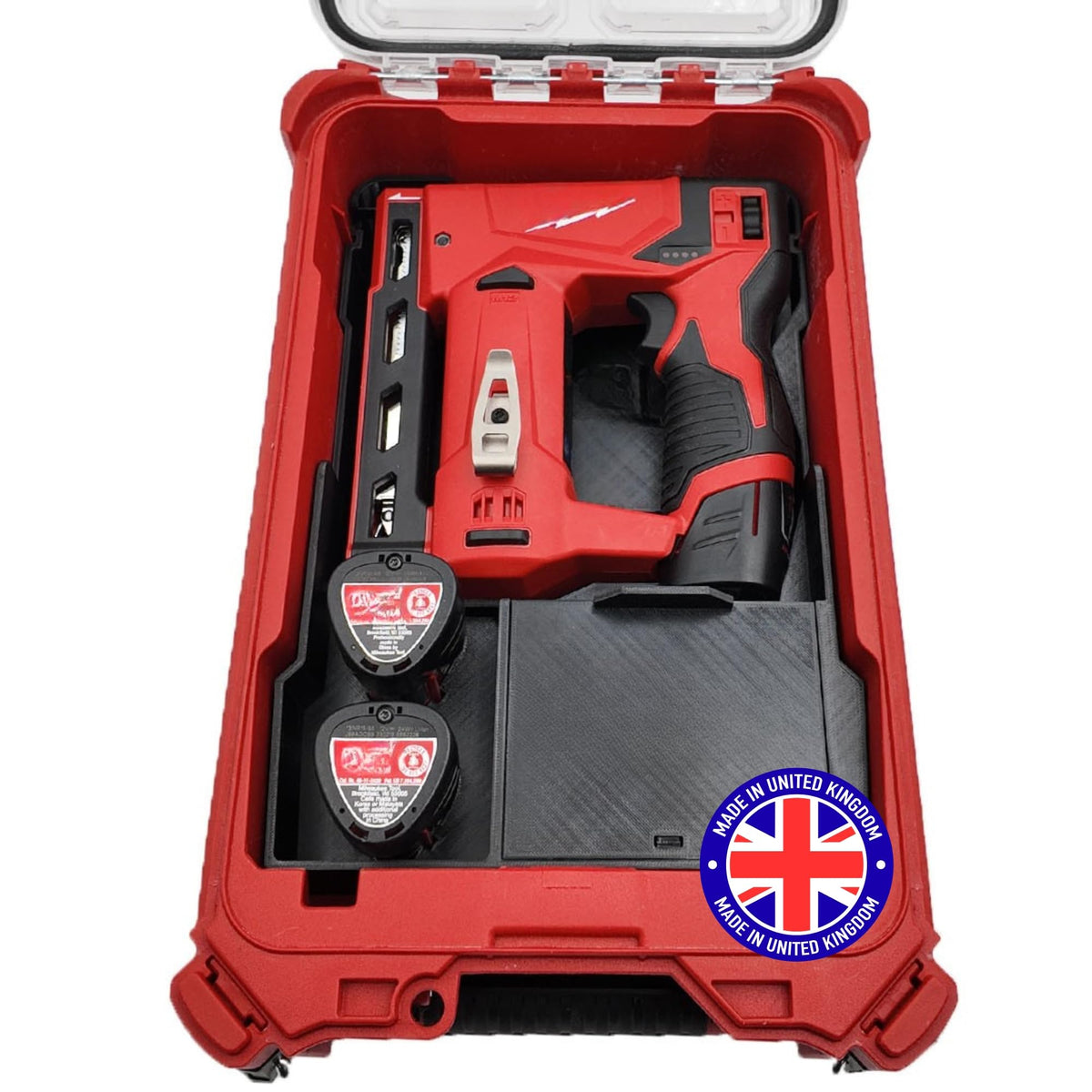 SAFETYKING® M12 Crown Stapler Liner Compatible with Milwaukee Packout Compact Box (48-22-8435) Precision Rigid Insert for Organizer (Insert Only, Tools & Box Not Included)