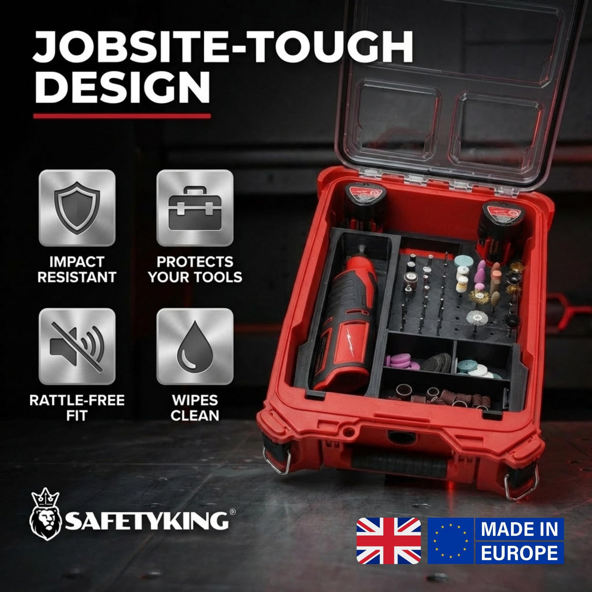 SAFETYKING® M12 Multitool Liner Compatible With Milwaukee Packout Compact Box (48-22-8435) Precision Rigid Insert for Organizer (Insert Only, Tools & Box Not Included)