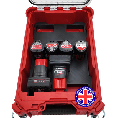 Milwaukee Packout Compatible Liner Organiser for Packout Compact Box (48-22-8435) – Precision Rigid Insert for M12 Mixed Battery Organizer (Insert Only, Tools & Box Not Included)
