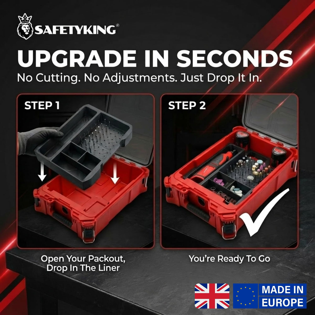 Milwaukee Packout Compatible Liner Organiser for Packout Compact Box (48-22-8435) – Precision Rigid Insert for M12 Mixed Battery Organizer (Insert Only, Tools & Box Not Included)