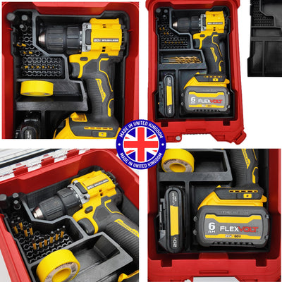 SAFETYKING® 20V Max Drill Set Organizer Compatible With Dewalt Tough System Deep Compact Organizer Precision Rigid Insert for Organizer (Insert Only, Tools Box Not Included)