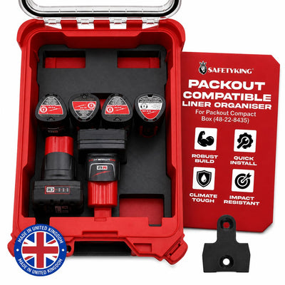 Milwaukee Packout Compatible Liner Organiser for Packout Compact Box (48-22-8435) – Precision Rigid Insert for M12 Mixed Battery Organizer (Insert Only, Tools & Box Not Included)