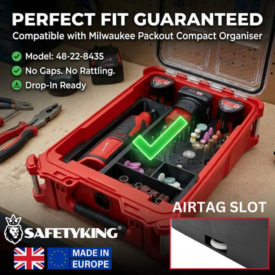SAFETYKING® M18 Grinder Liner Compatible With Milwaukee Packout Compact Box (48-22-8435) Precision Rigid Insert Organizer (Insert Only, Tools & Box Not Included)