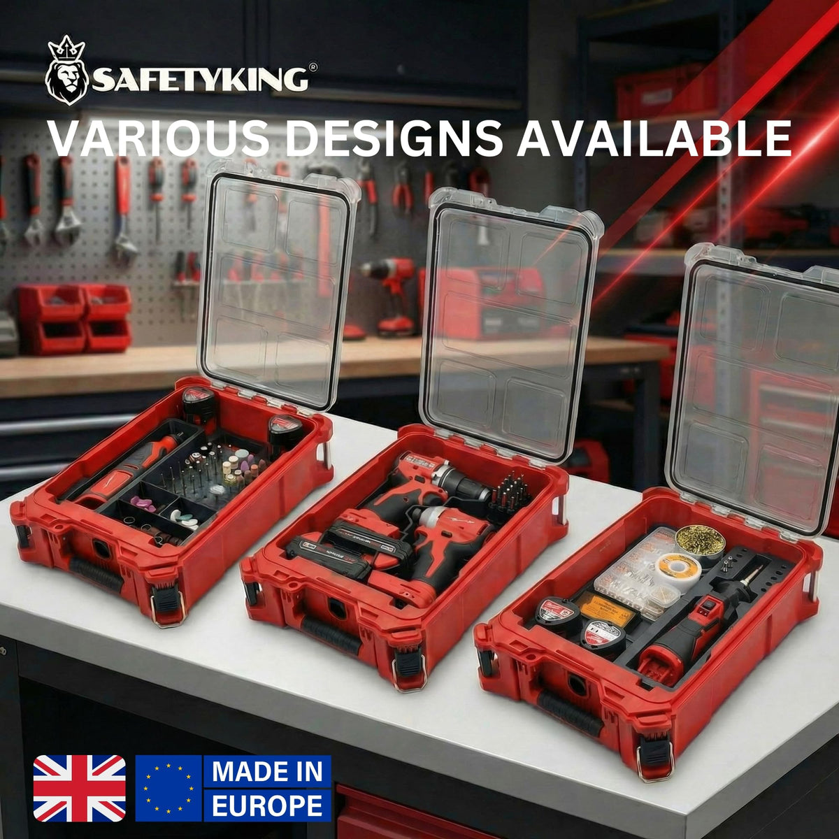 SAFETYKING® M18 Grinder Liner Compatible With Milwaukee Packout Compact Box (48-22-8435) Precision Rigid Insert Organizer (Insert Only, Tools & Box Not Included)