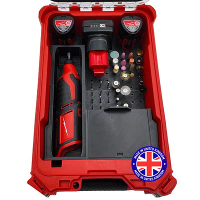 SAFETYKING® M12 Rotary Tool Organizer Liner Compatible With Milwaukee Packout Compact Box (48-22-8435) Precision Rigid Insert for Organizer (Insert Only, Tools & Box Not Included)