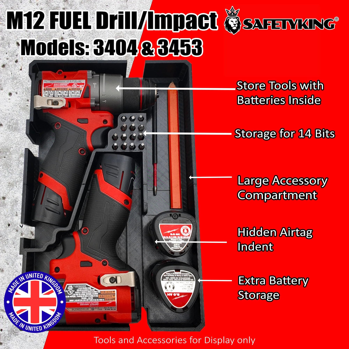Milwaukee compatible Packout M12 Drill Driver Organizer Milwaukee Packout 2 and 3 Drawer Tool Boxes – Precision Rigid Insert (Insert Only, Tools & Box Not Included) – Made in UK